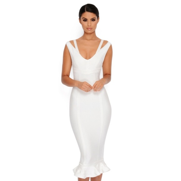 oh polly white bandage dress